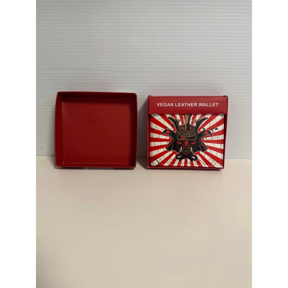 Men's Samurai Demon Vegan Leather Wallet One Size Red White NEW NEW IN PACKAGING